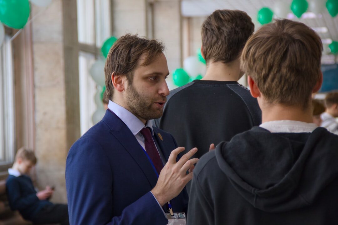 business professionals networking at conference